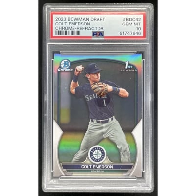 2023 Bowman Draft Chrome Refractor #BDC-42 Colt Emerson RC PSA 10