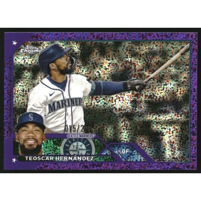 2023 Topps Chrome Purple Speckle Refractors #63 Teoscar Hernandez