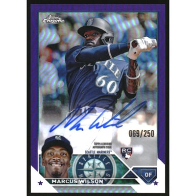2023 Topps Chrome Rookie Autographs Purple Refractors #RAMWI Marcus Wilson
