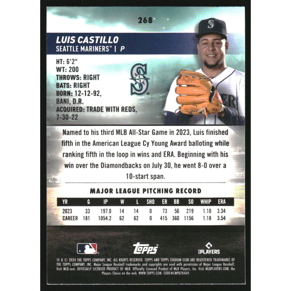 2024 Stadium Club Chrome Green Refractors #268 Luis Castillo