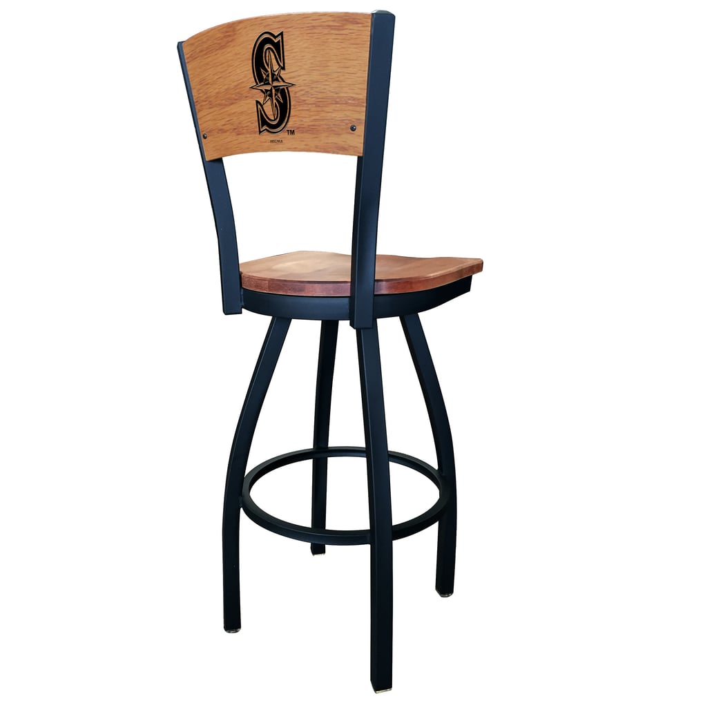 Seattle Mariners 36" Wood Swivel Laser Engraved Counter Stool - Black
