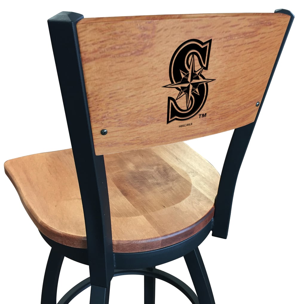 Seattle Mariners 36" Wood Swivel Laser Engraved Counter Stool - Black