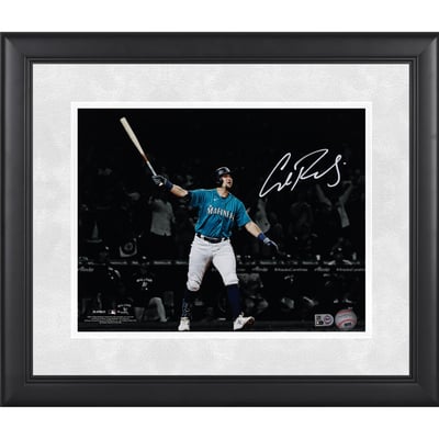 Cal Raleigh Seattle Mariners Autographed Fanatics Authentic Framed 11" x 14" Playoff Home Run Spotlight Photograph 