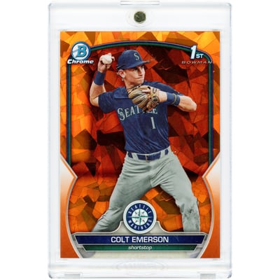 Colt Emerson Seattle Mariners 2023 Bowman Chrome Sapphire 1st Bowman Orange Refractor #BDC-42 #18/25 Card