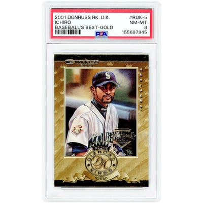Ichiro Seattle Mariners 2001 Donruss Diamond Kings Baseball's Best Gold #RDK-5 #35/99 PSA Authenticated 8 Rookie Card