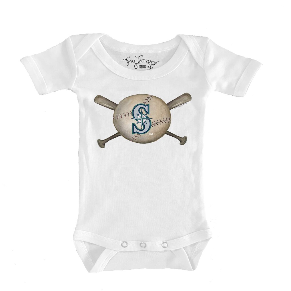 Seattle Mariners Tiny Turnip Infant Baseball Crossbats Bodysuit - White