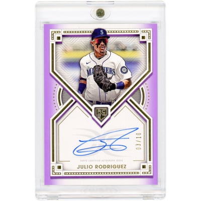 Julio Rodriguez Seattle Mariners Autographed 2022 Topps Definitive Collection Definitive Rookie Purple #DRA-JR #3/10 Rookie Card