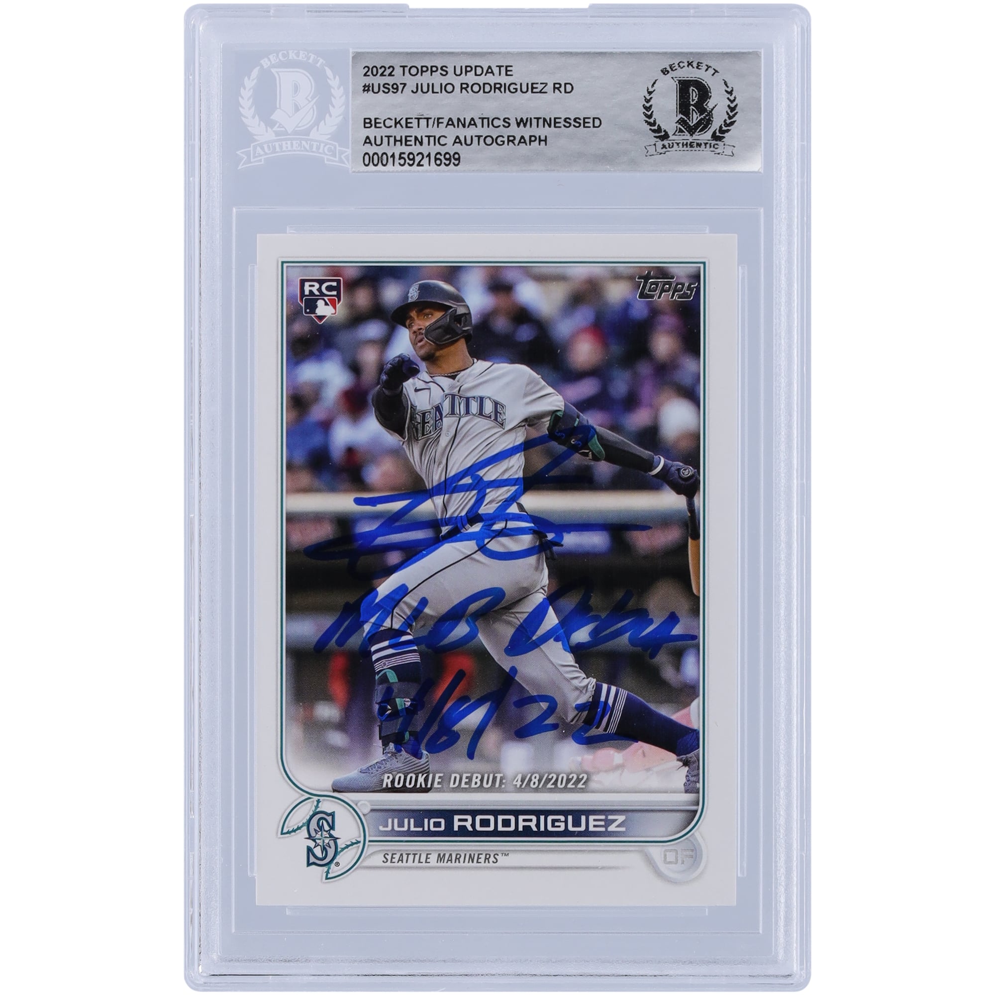 Julio Rodriguez Seattle Mariners Autographed 2022 Topps Update 
