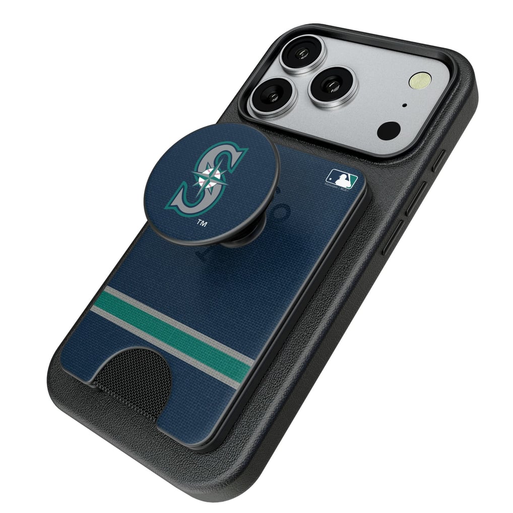 Seattle Mariners Keyscaper Stripe PopSockets Magnetic Wallet