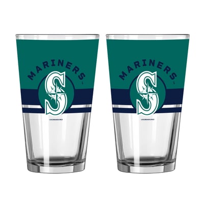 Seattle Mariners Logo Brands Two-Piece 16oz. Horizon Pint Glass Set