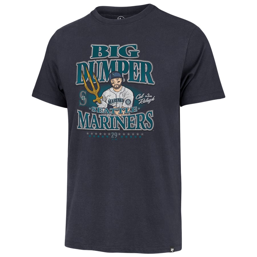 Cal Raleigh Tee Men's Seattle Mariners Cal Raleigh '47 Navy Player Graphic T-Shirt