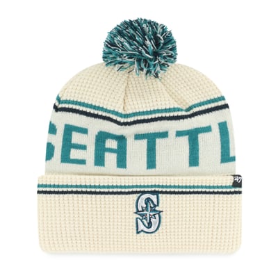 Seattle Mariners '47 Quattrle Cuffed Knit Hat with Pom - Natural