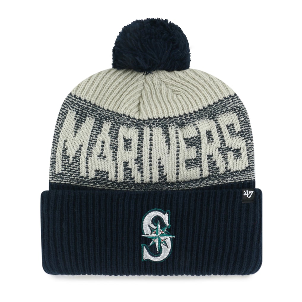 Seattle Mariners '47 Bone Chill Cuffed Knit Hat with Pom - Navy