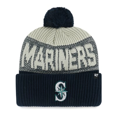 Seattle Mariners '47 Bone Chill Cuffed Knit Hat with Pom - Navy