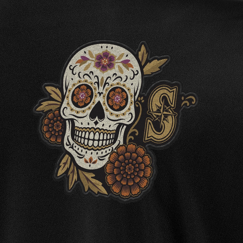 Seattle Mariners Antigua Sugar Skull Tribute Quarter-Zip Pullover - Black