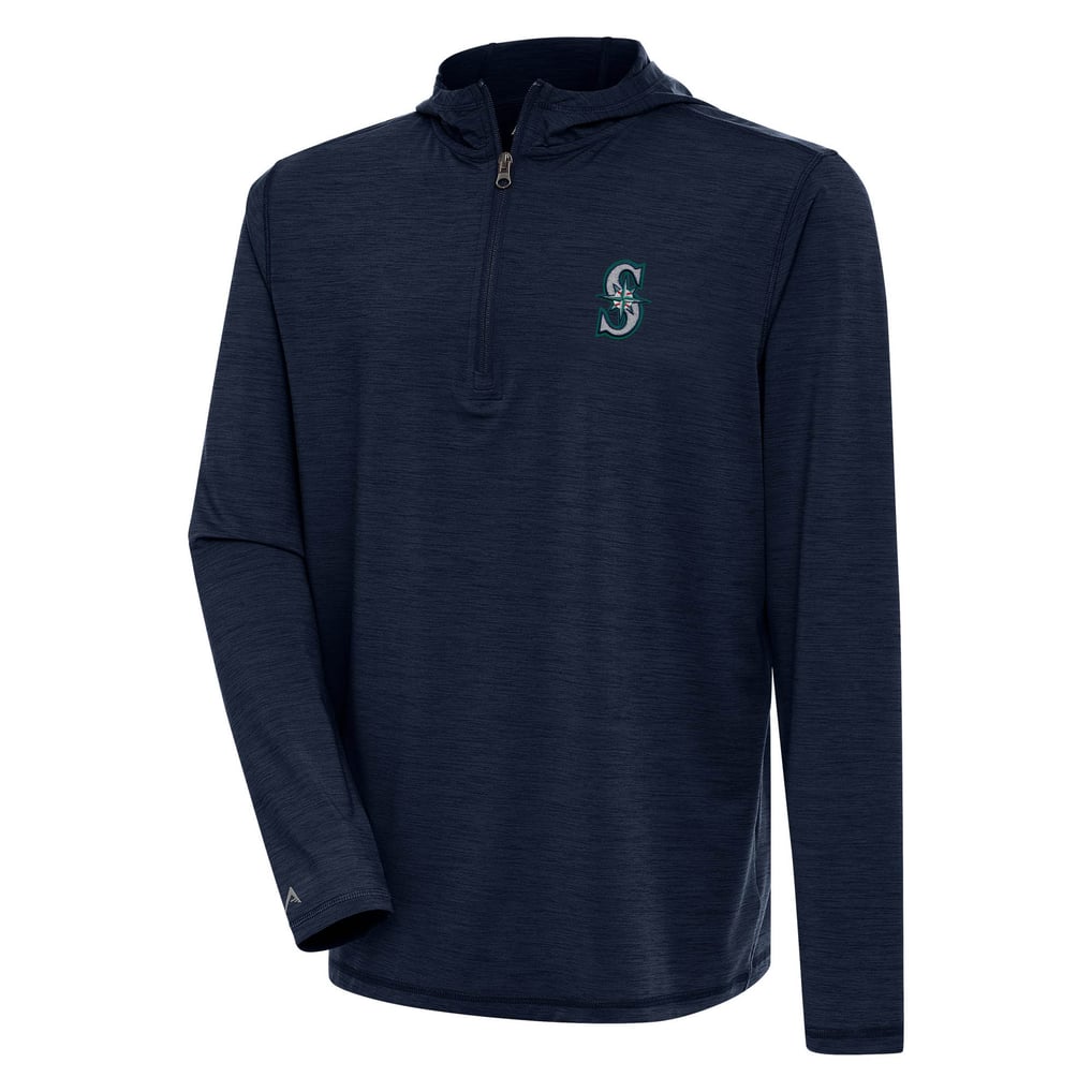  Seattle Mariners Antigua Tidy Quarter-Zip Hoodie - Heather Navy