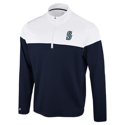 Seattle Mariners Antigua Hinder Quarter-Zip Pullover - Navy/White