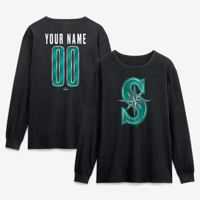 Seattle Mariners  Forged Mascot Personalized Name & Number Long Sleeve T-Shirt - Black