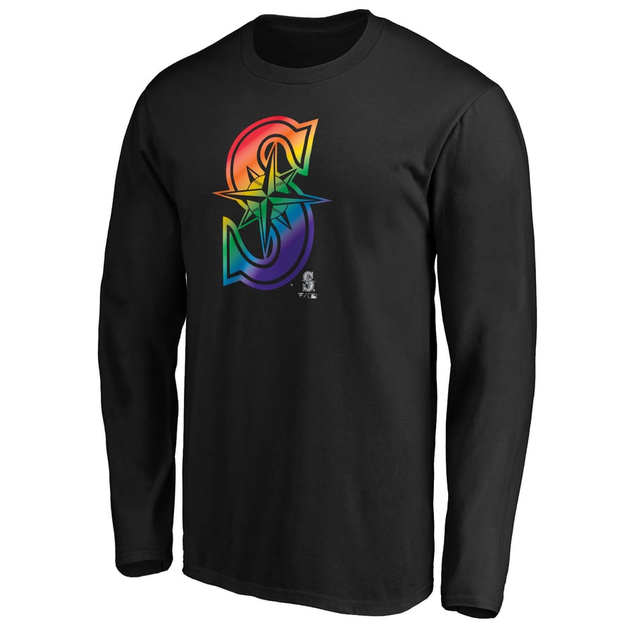Men's Seattle Mariners Black Team Pride Logo Long Sleeve T-Shirt