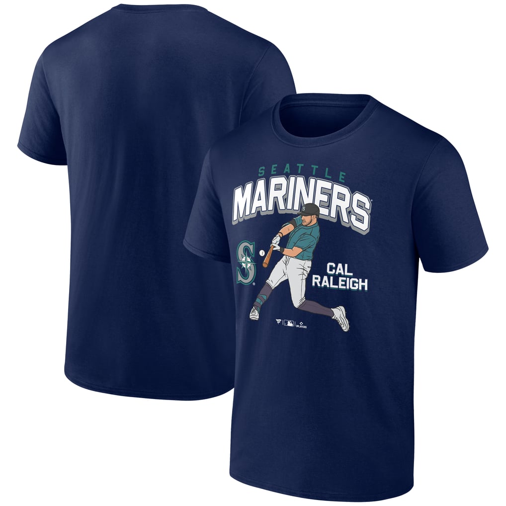 Cal Raleigh Tee Men's Seattle Mariners Cal Raleigh Navy Hitting Graphic T-Shirt