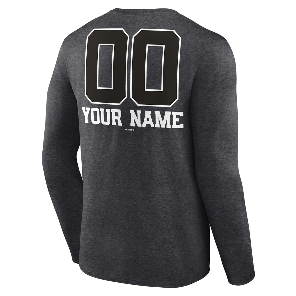 Seattle Mariners Personalized Monochrome Name & Number Long Sleeve T-Shirt - Charcoal