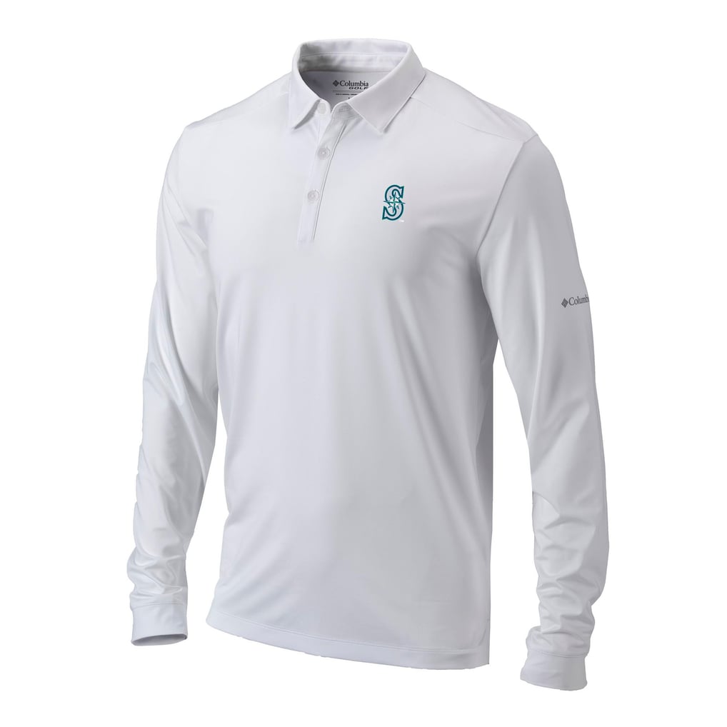  Seattle Mariners Columbia Omni-Wick Pin High Long Sleeve Polo - White