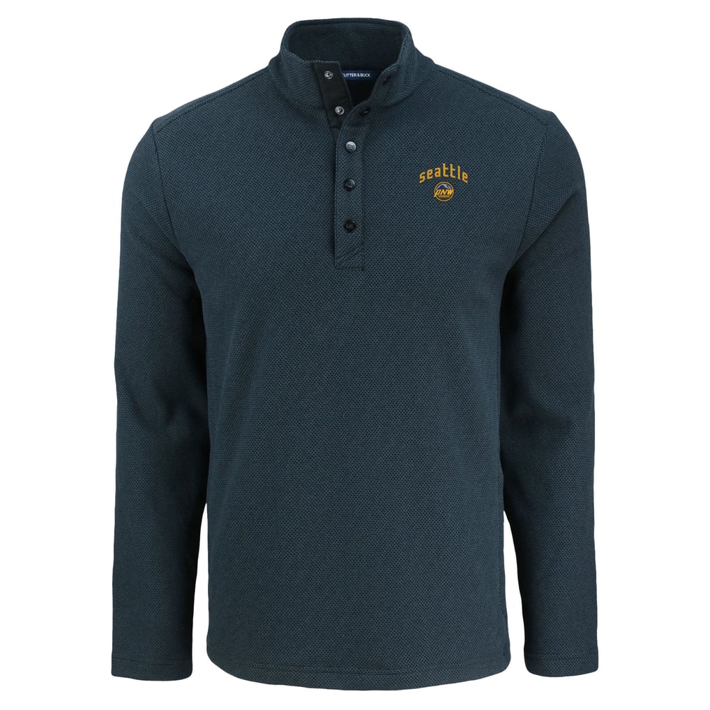 Seattle Mariners Cutter & Buck Hunts Point Eco Textured Fleece Recycled Half-Snap Sweatshirt - Black