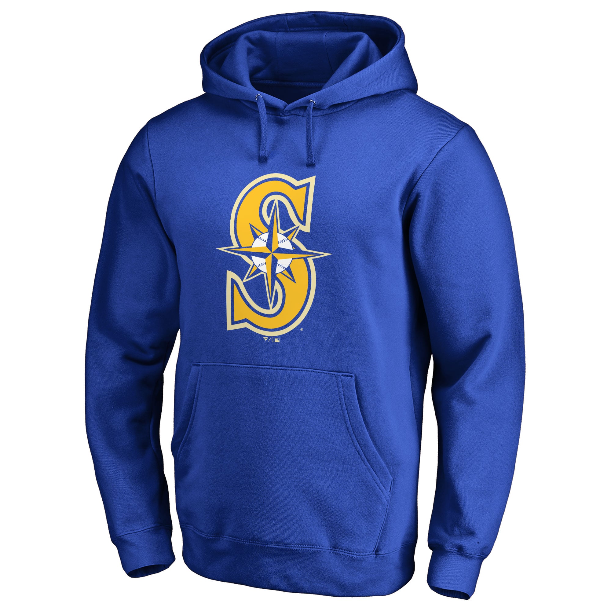 Men's Seattle Mariners Fanatics Royal Official Logo Fitted Pullover Hoodie