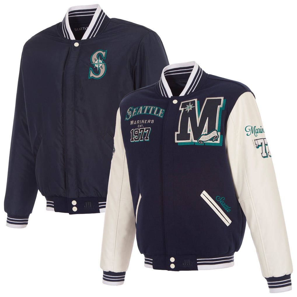 Seattle Mariners JH Design Reversible Varsity Jacket - Navy