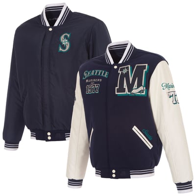  Seattle Mariners JH Design Reversible Varsity Jacket - Navy