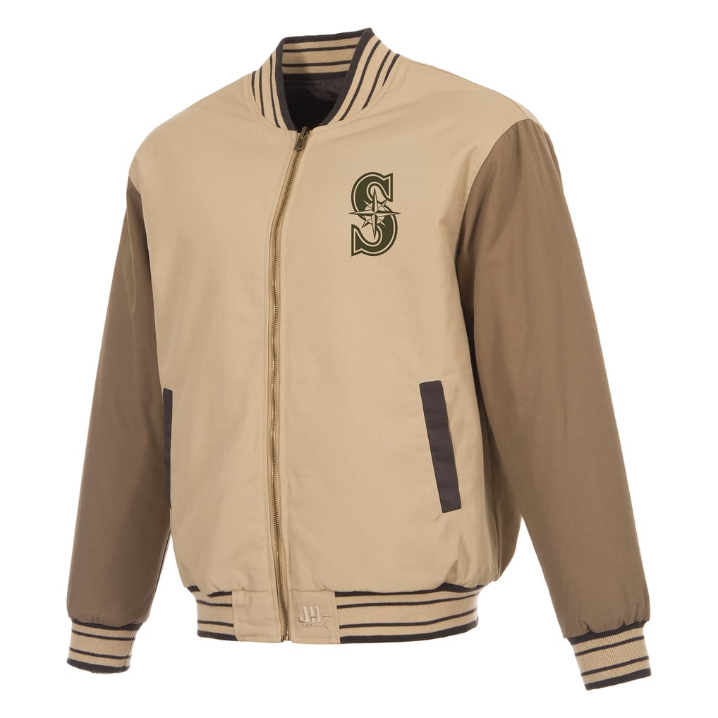 Seattle Mariners JH Design Reversible Canvas Full-Zip Jacket - Tan/Brown