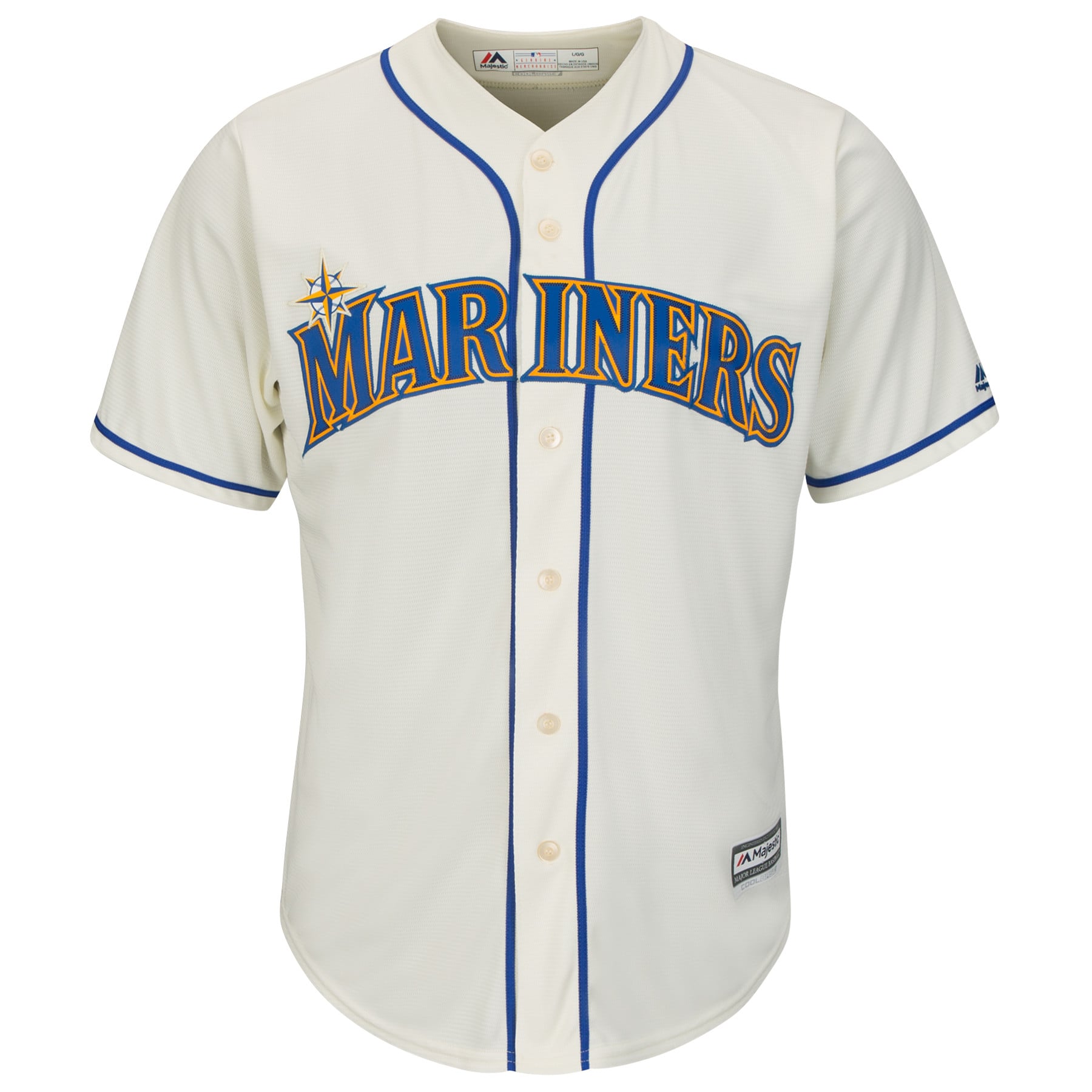 Men's Seattle Mariners Majestic Cream Cool Base Custom Jersey