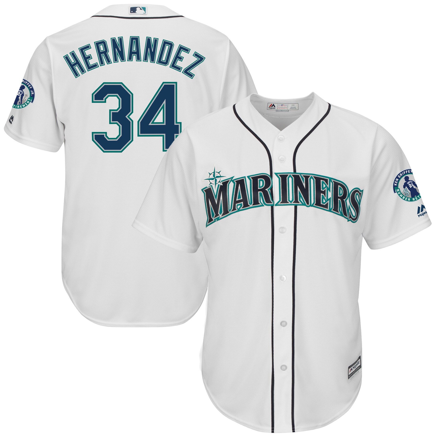 Men's Seattle Mariners Felix Hernandez Majestic Griffey Retirement