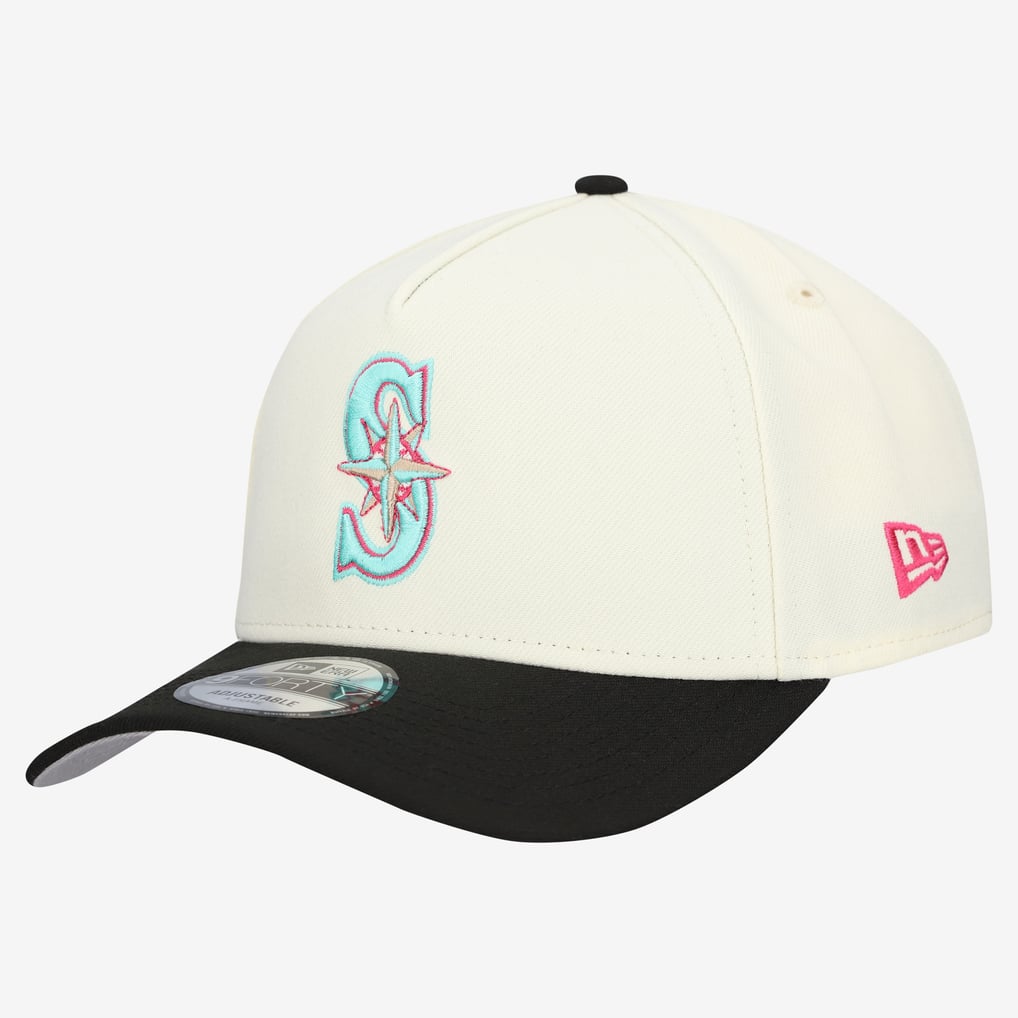 Seattle Mariners New Era Stadium Chrome 9FORTY A-Frame Adjustable Hat - Cream
