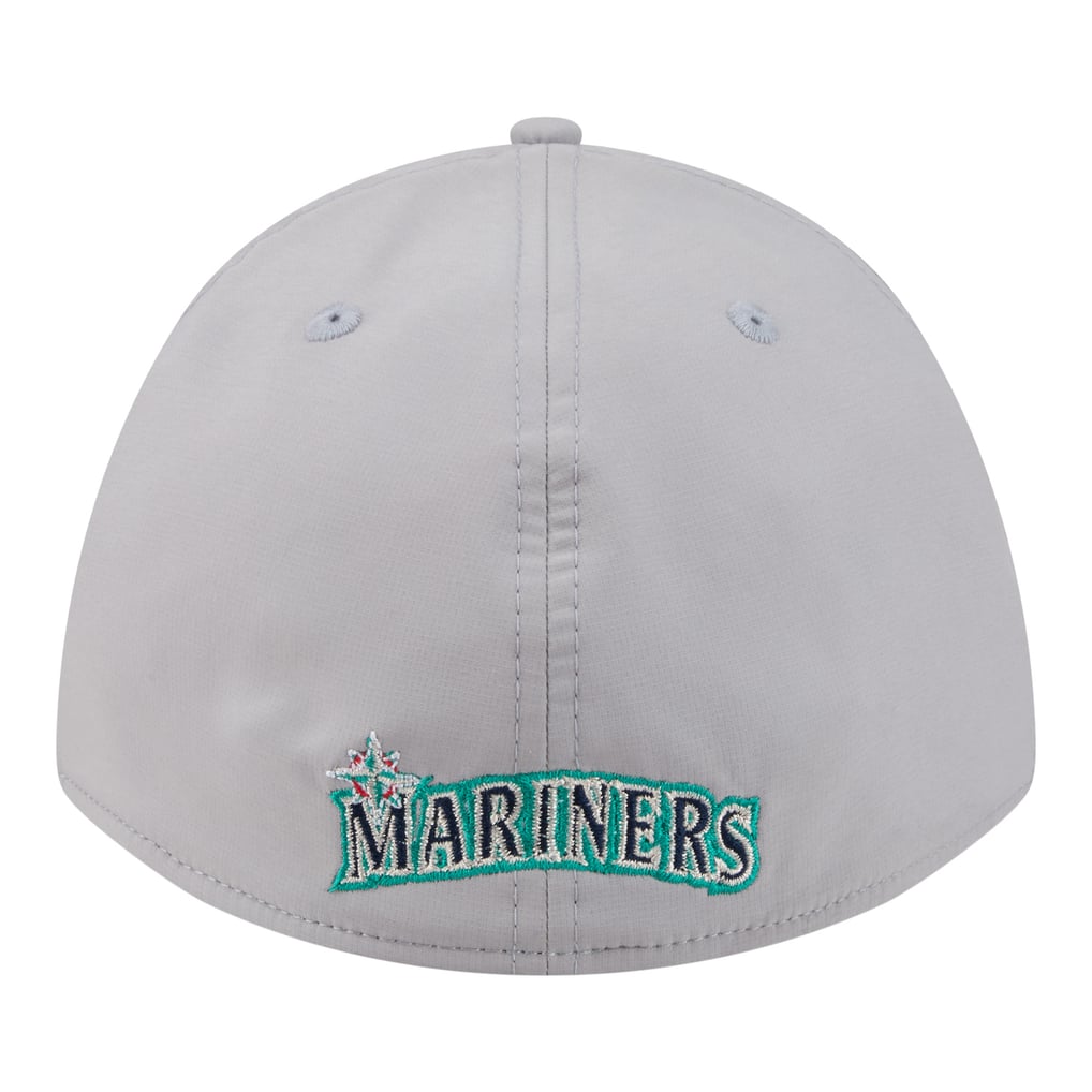 Seattle Mariners New Era Patch 39THIRTY A-Frame M-Crown Perforated Flex Hat - Gray