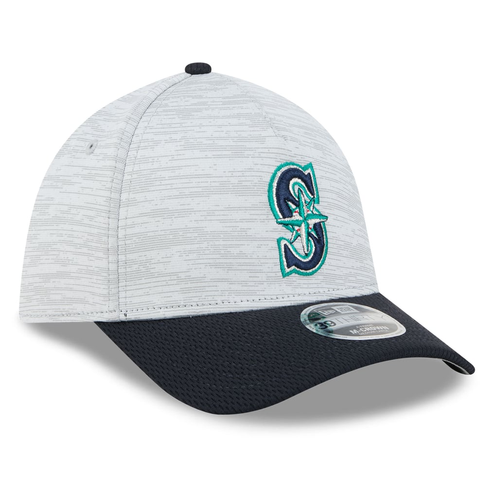  Seattle Mariners New Era Men's Tech 39THIRTY A-Frame Flex Hat - Gray/Navy