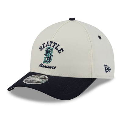 Seattle Mariners New Era Arch 9FORTY A-Frame M-Crown Adjustable Hat - Natural/Navy