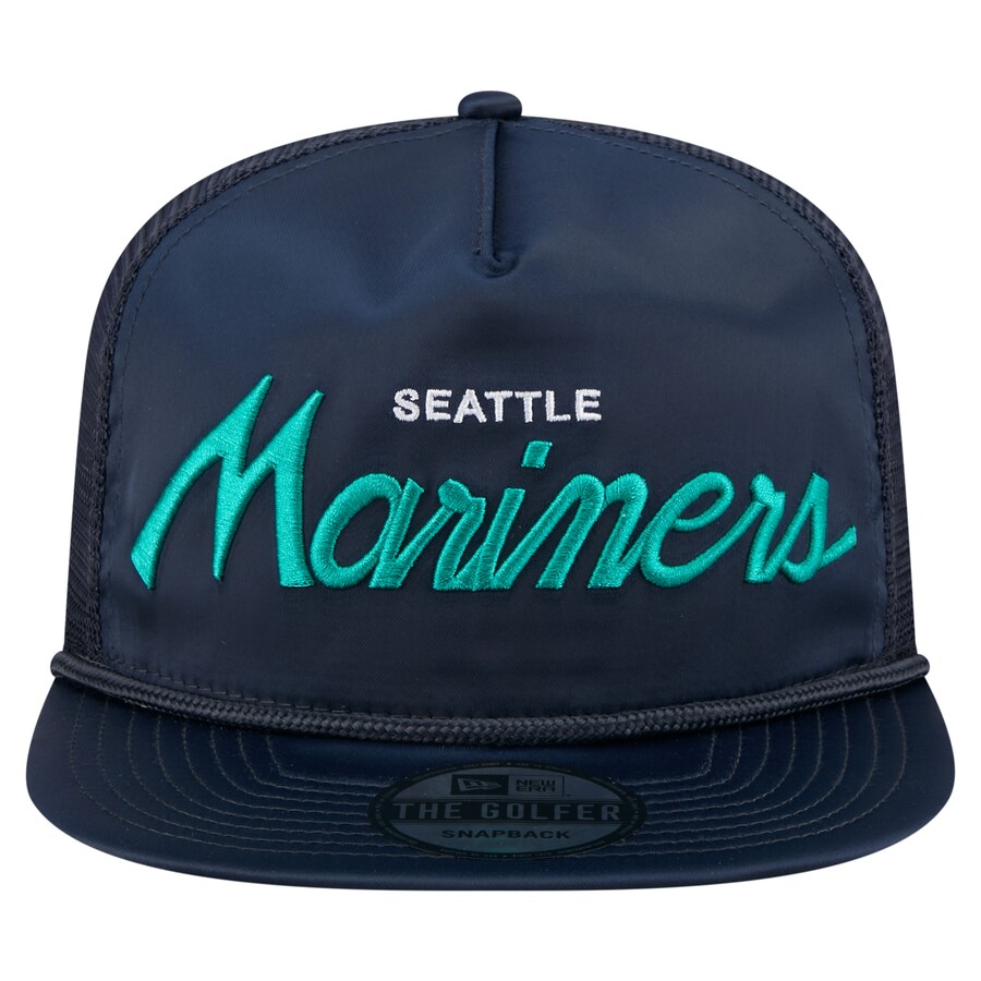 Men's Seattle Mariners New Era Navy Retro Satin Script Golfer ...