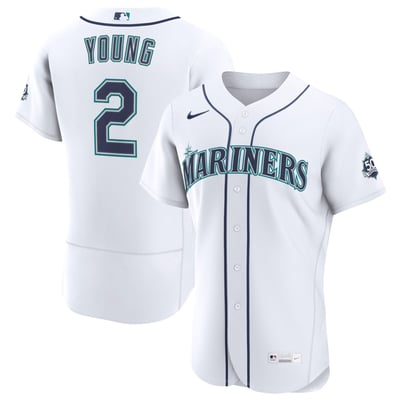 Cole Young Seattle Mariners Nike Home 50th Season Authentic Jersey - White
