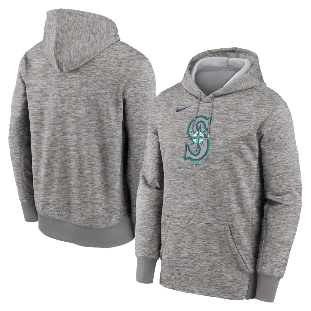 Seattle Mariners Nike Primary Logo Therma Hoodie - Heather Gray