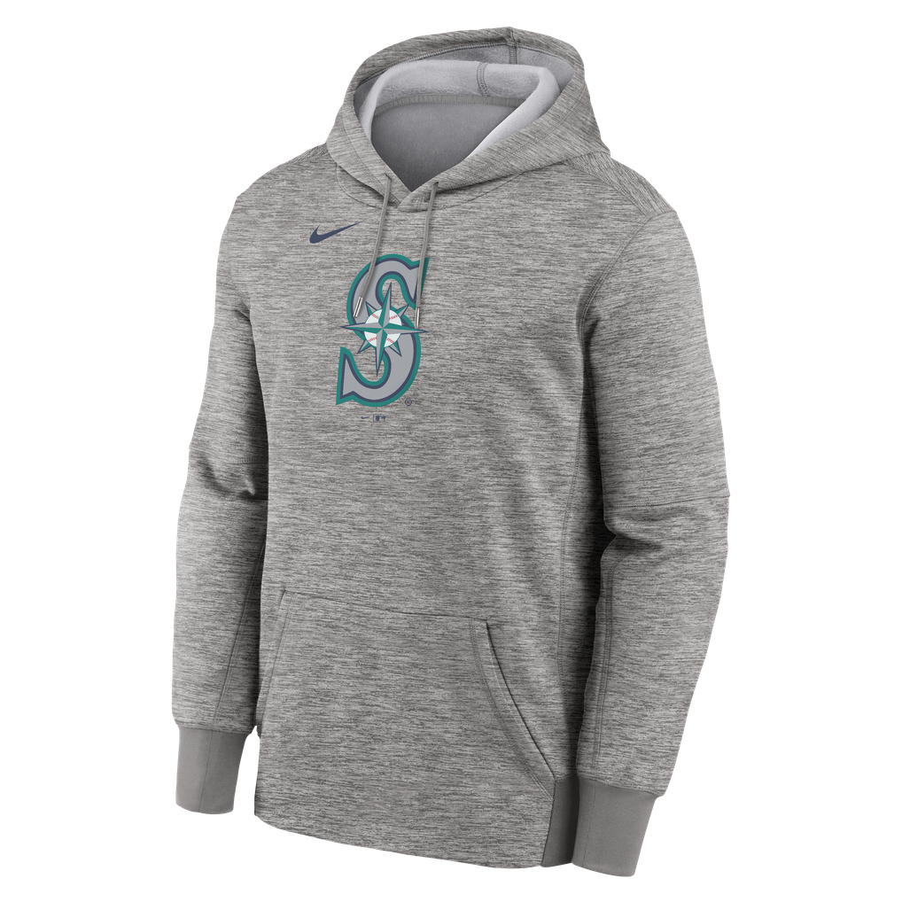 Seattle Mariners Nike Primary Logo Therma Hoodie - Heather Gray