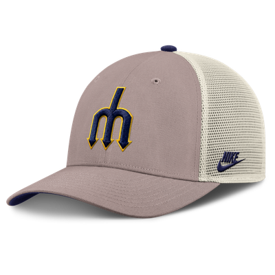 Seattle Mariners Nike Cooperstown Rise Adjustable Trucker Hat - Khaki