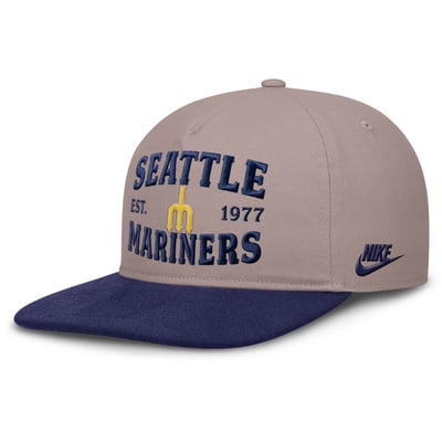 Seattle Mariners Nike Cooperstown Pro 5-Panel Adjustable Hat - Light Brown/Royal