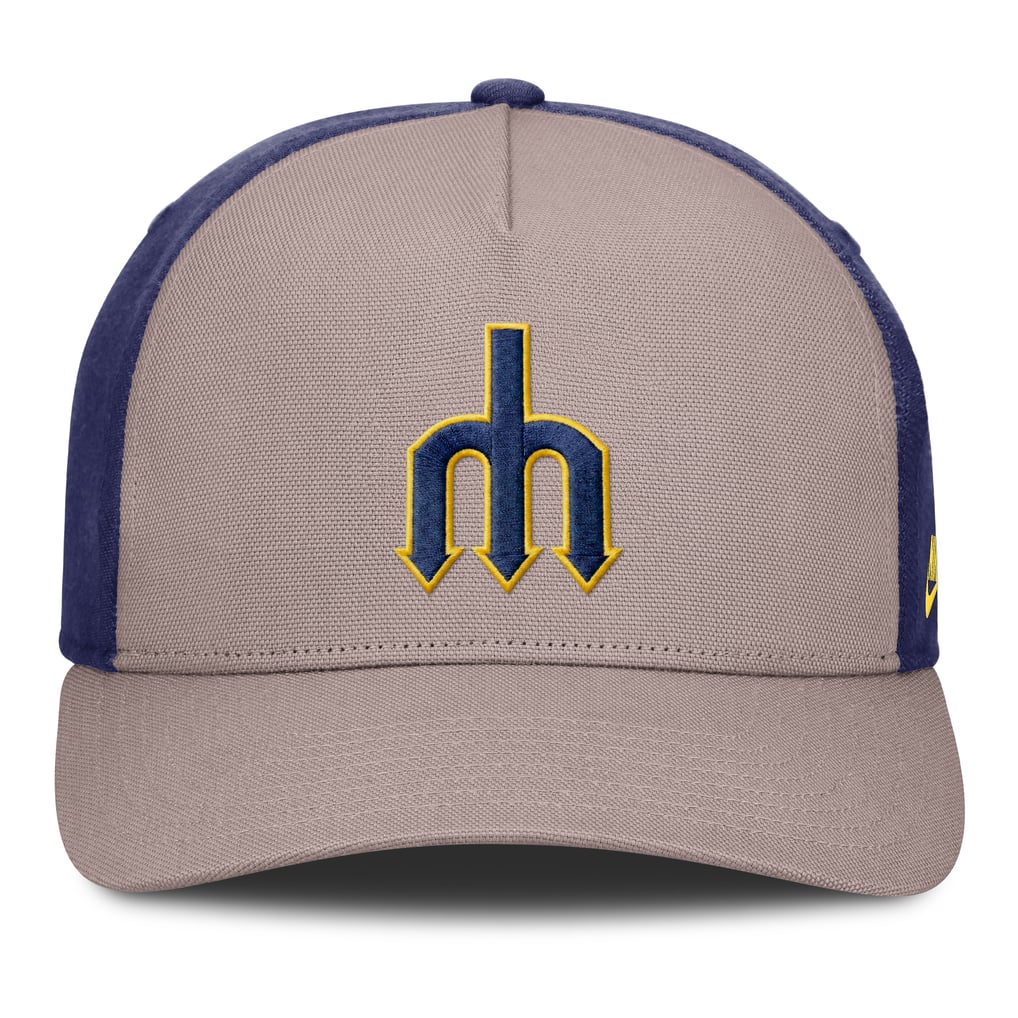 Seattle Mariners Nike Cooperstown Rise A-Frame Adjustable Hat - Light Brown/Royal
