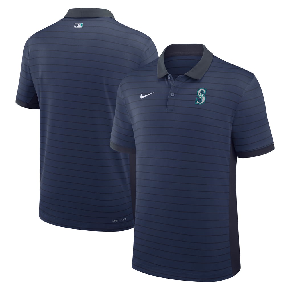 Seattle Mariners Nike Authentic Collection Striped Victory Dri-FIT Polo - Navy