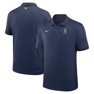 Seattle Mariners Nike Authentic Collection Striped Victory Dri-FIT Polo - Navy