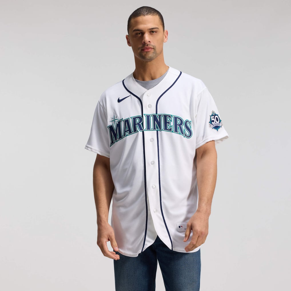  Seattle Mariners Nike 50th Anniversary Patch Home Authentic Jersey - White