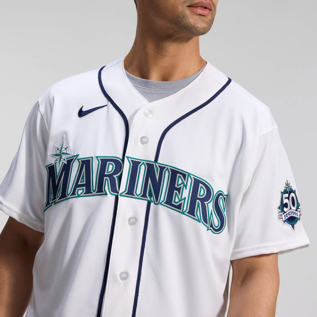  Seattle Mariners Nike 50th Anniversary Patch Home Authentic Jersey - White