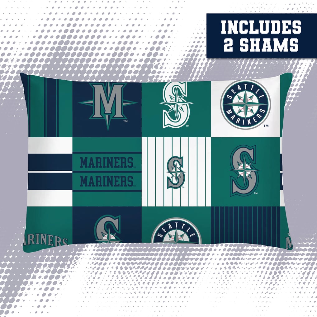 Seattle Mariners Pegasus Patchwork Plaid Three-Piece Full/Queen Bed in a Bag Set