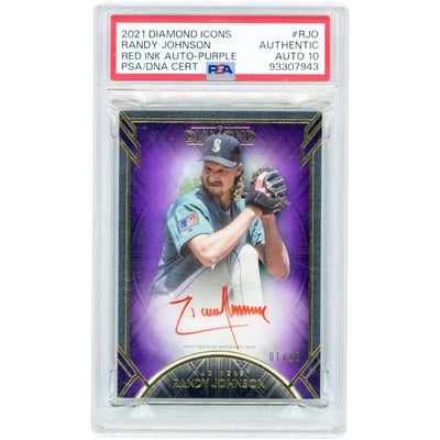 Randy Johnson Seattle Mariners Autographed 2021 Topps Diamond Icons Red Ink Purple #RI-RJO #1/10 PSA Authenticated Auto 10 Card